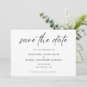 Save The Date Mariage de script minimal noir blanc élégant (Debout devant)