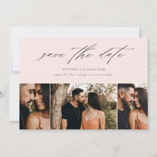 Save The Date Mariage de script minimum 3 photo (Devant)