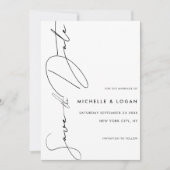 Save The Date Mariage de script moderne blanc simple (Devant)
