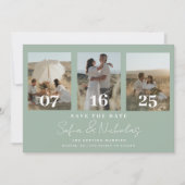 Save The Date Mariage de script moderne Collage Sage Vert (Devant)