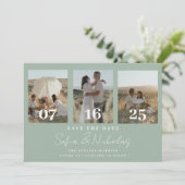 Save The Date Mariage de script moderne Collage Sage Vert (Debout devant)