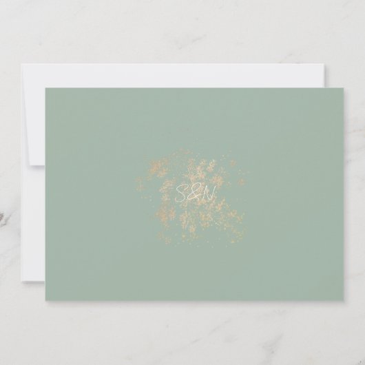 Save The Date Mariage de script moderne Collage Sage Vert (Dos)