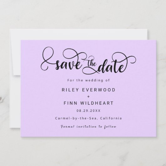 Save The Date Mariage de script moderne enregistrer l'invitation (Devant)