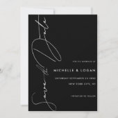 Save The Date Mariage de script moderne noir simple (Devant)