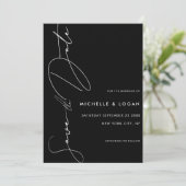 Save The Date Mariage de script moderne noir simple (Debout devant)