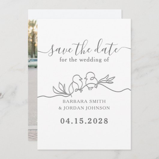 Save The Date Mariage de script moderne simple (Devant / Derrière)