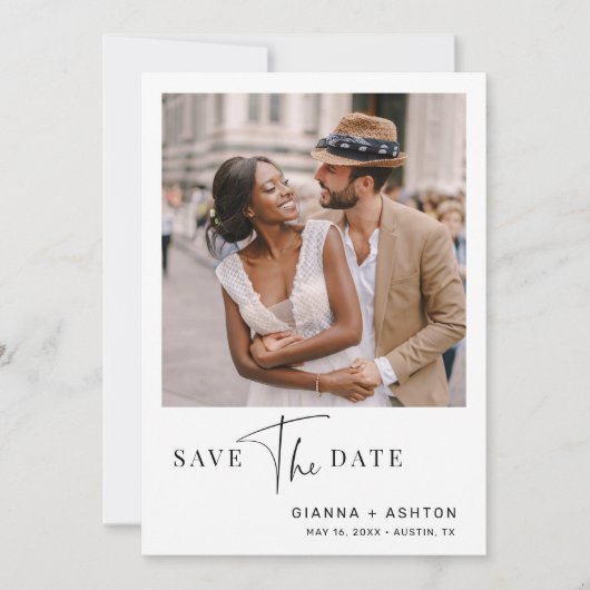 Save The Date Mariage de script moderne simple photo (Devant)