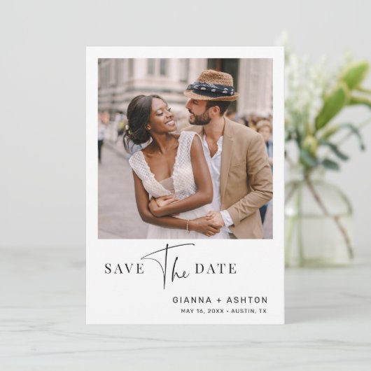 Save The Date Mariage de script moderne simple photo (Debout devant)