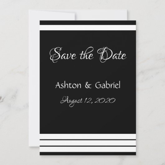Save The Date Mariage de script noir et blanc (Devant)