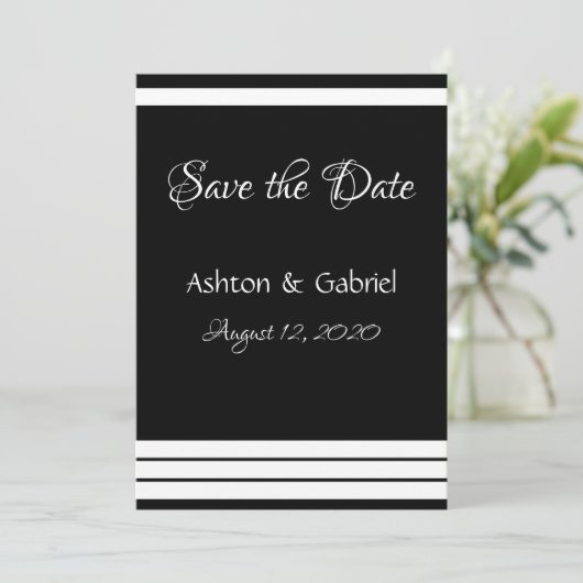 Save The Date Mariage de script noir et blanc (Debout devant)