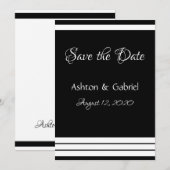 Save The Date Mariage de script noir et blanc (Devant / Derrière)
