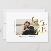 Save The Date Mariage De Script Or Moderne Photo Enregistrer La  (Devant)
