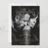 Save The Date Mariage de script or noir et blanc (Devant)