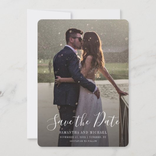 Save The Date Mariage de script photo moderne (Devant)