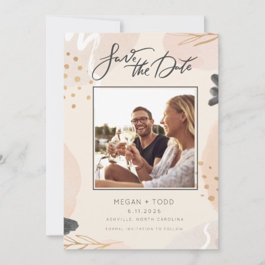 Save The Date Mariage de script photo moderne (Devant)
