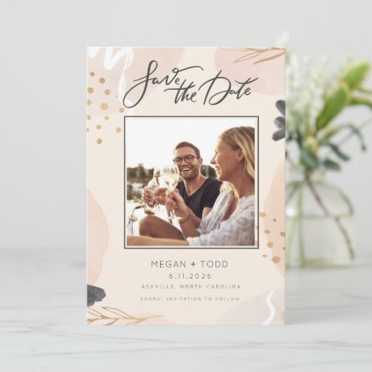 Save The Date Mariage de script photo moderne (Debout devant)