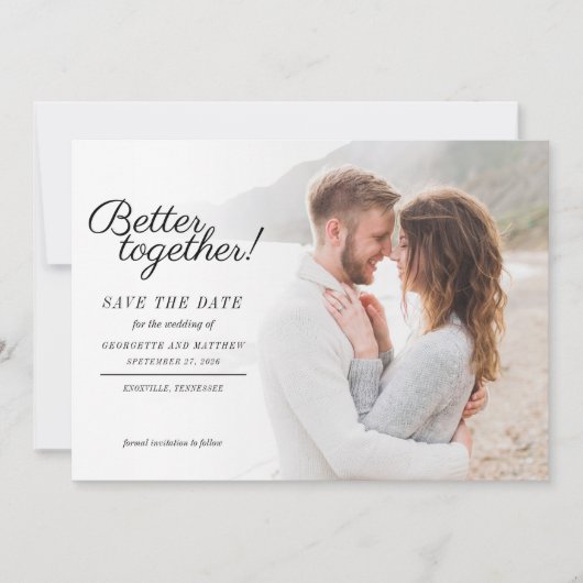 Save The Date Mariage de script photo moderne et élégant (Devant)
