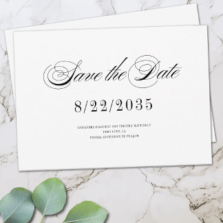 Save The Date Mariage de script romantique minimaliste noir blan