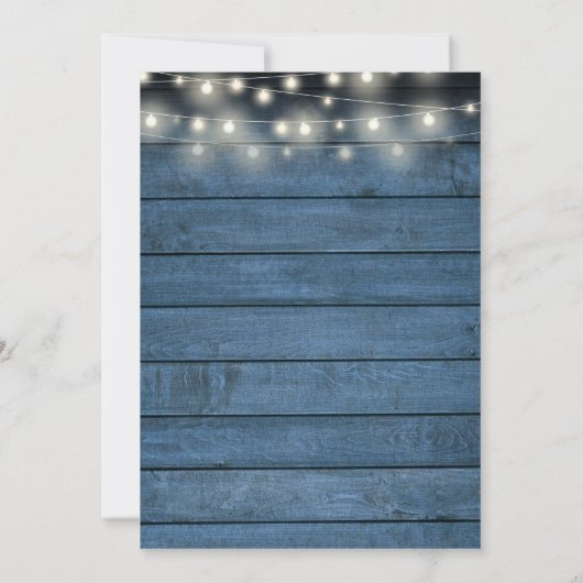 Save The Date Mariage de script rustique à chaîne de bois bleu (Dos)