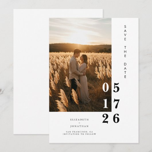 Save The Date Mariage de script rustique numérique chic (Devant / Derrière)