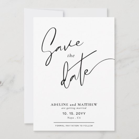Save The Date Mariage de script simple et élégant (Devant)