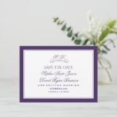 Save The Date Mariage de soirée à la frontière violet et blanc (Debout devant)