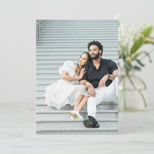 Save The Date Mariage de sous-couche photo NOIR simple et modern (Debout devant)