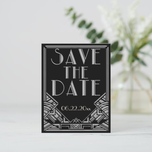Save The Date Mariage de style Art déco, Enregistrez la date (Debout devant)