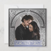 Save The Date Mariage de style gothique noir et argent (Dos)
