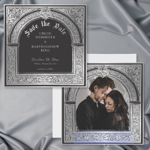 Save The Date Mariage de style gothique noir et argent