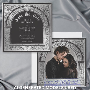 Save The Date Mariage de style gothique noir et argent