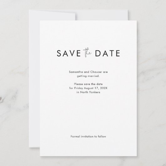 Save The Date Mariage de style photo moderne (Dos)