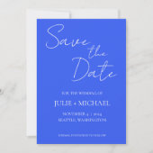 Save The Date Mariage de Style Simple Bleu Royal (Devant)