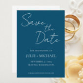 Save The Date Mariage de style simple bleu sarcelle