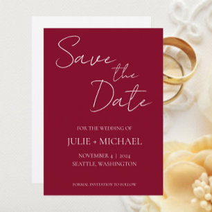 Save The Date Mariage de style simple canneberge