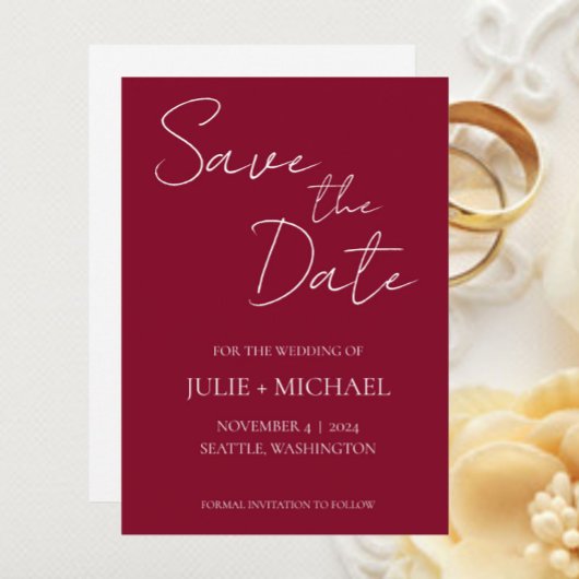 Save The Date Mariage de style simple canneberge