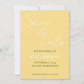 Save The Date Mariage de style simple jaune beurre (Devant)