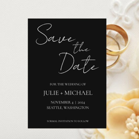 Save The Date Mariage de style simple noir