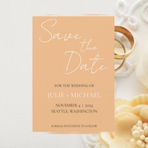 Save The Date Mariage de style simple Peach
