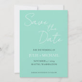 Save The Date Mariage de style simple Seafoam (Devant)