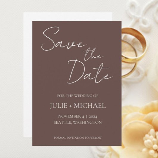 Save The Date Mariage de Style Taupe Simple