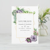 Save The Date Mariage de succulents géométriques Photo (Debout devant)