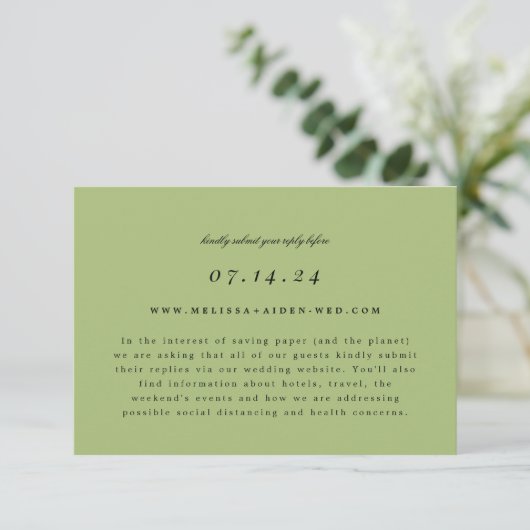 Save The Date Mariage de succursale simple RSVP en ligne et cart (Debout devant)