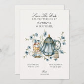 Save The Date Mariage de tasse de thé (Devant / Derrière)