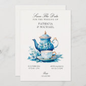 Save The Date Mariage de tasse de thé (Devant / Derrière)