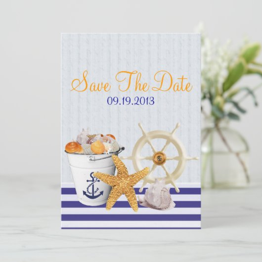 Save The Date Mariage de thème nautique Enregistrer la date (Debout devant)