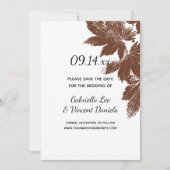 Save The Date Mariage de timbre de feuille d'automne Brown Enreg (Devant)