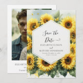 Save The Date Mariage de tournesol à fleurs élégant (Devant / Derrière)