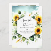 Save The Date Mariage de tournesol à fleurs modernes (Devant / Derrière)