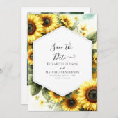 Save The Date Mariage de tournesol aquarelle unique (Devant / Derrière)